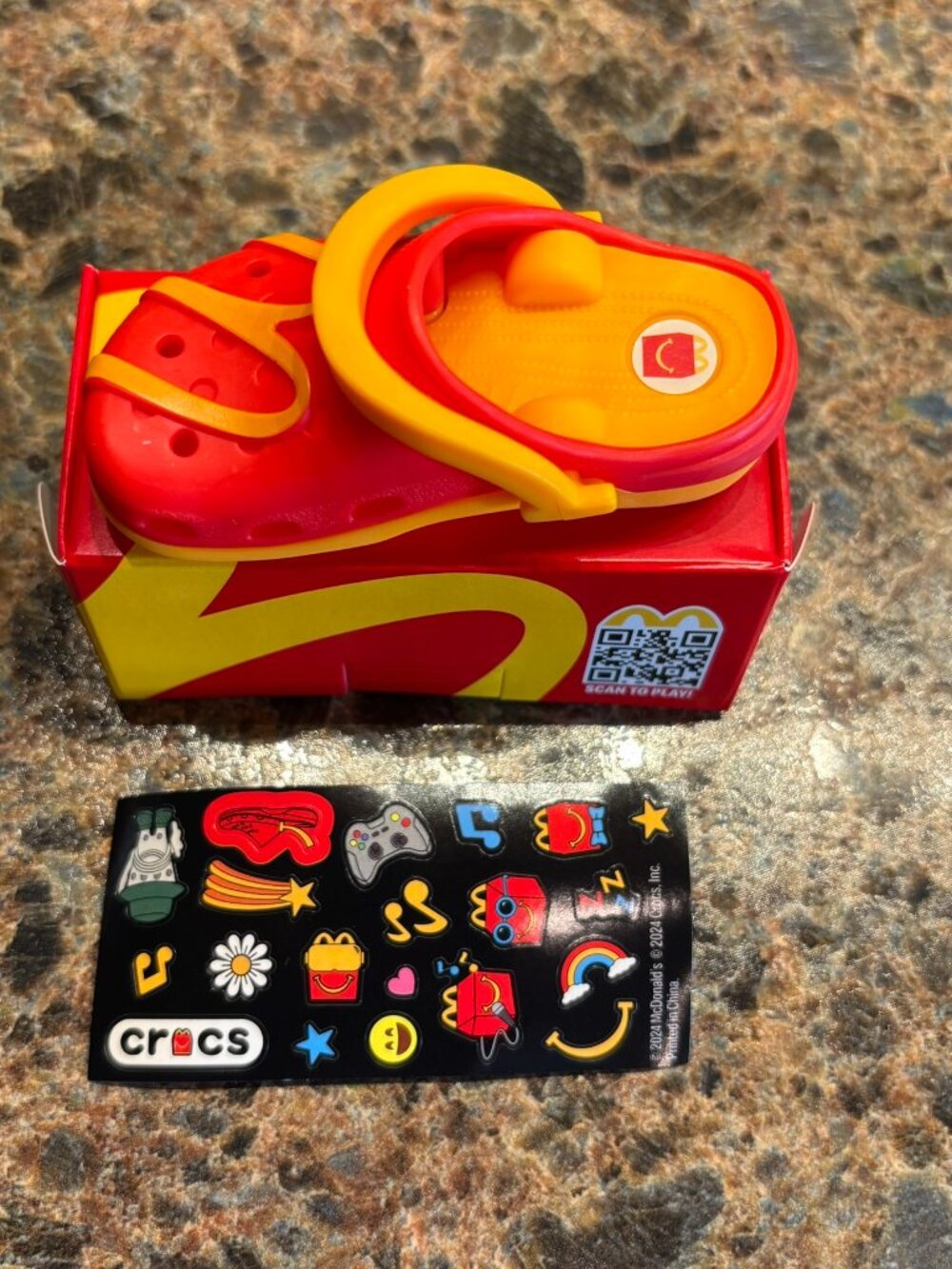 New McDonald's Crocs Happy Meal Toy Series 4 Golden Arches Crocs Toy Red Yellow
